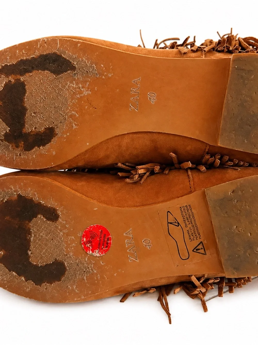 Zara Tan Suede Fringe Ankle Boots